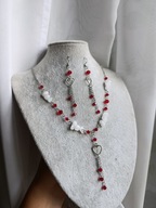 Zestaw biżuterii coquette - serduszka - stal, szkło, handmade