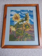 OBRAZ SŁONECZNIKI WŁÓCZKA RAMA RĘKODZIEŁO