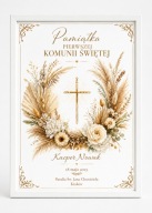 Pamiątka Pierwszej Komunii Świętej w Ramce A4 – Styl Boho Złota Elegancja