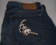 Naszywka Haftowana KOT SZKIELET Zabawa – 10 x 8,5 cm