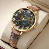 Zegarek damski kolorowy w stylu boho brązowy CLZ48