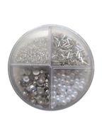 Koraliki cekiny DIY zestaw perełki do tworzenia ozdób biżuterii srebro biel