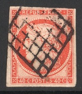 Francja 1849 rok Mi 5 40c Ceres Kasowany Stan Bardzo dobry Wartość 650 USD