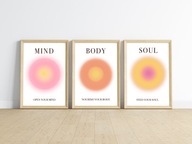 ZESTAW 3 PLAKATÓW, MIND BODY SOUL,AURA POSTER, PLAKATY NA ŚCIANĘ, DO POKOJU