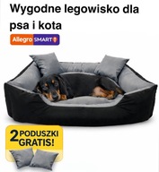 LEGOWISKO KOJEC DLA PSA KOTA 55x45CM SZARE WODOODPORNE +2 PODUSZKI GRATIS