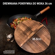 Pokrywka do woka 36 cm okragła drewniana bambusowa uniwersalna patelnia