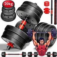 HANTLE REGULOWANE 20 KG ZESTAW 2W1 ZE SZTANGĄ – 12 TALERZY