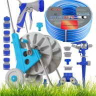 ZESTAW WÓZEK WĄŻ OGRODOWY 50M 1/2" 6-WARSTWOWY NIE SKRĘCAJĄCY ELASTYCZNY PL