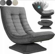 FOTEL WYPOCZYNKOWY ROZKŁADANY OBROTOWY SZARY