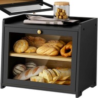 CHLEBAK DREWNIANY CZARNY POJEMNIK NA CHLEB PIECZYWO DUŻY BAMBUSOWY 40X35X25