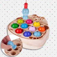 GRA EDUKACYJNA DLA DZIECI ZABAWKA ŁOWIENIE RYBEK DREWNIANY ZESTAW