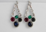 FRANCUSKIE WISZĄCE KOLCZYKI CYRKONIE KAMIENIE