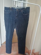 the skinny c&a 44 spodnie dżins proste granatowe ze średnim stanem