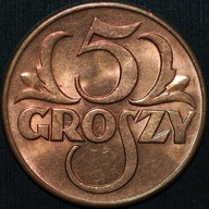 5 groszy 1939 - menniczy egzemplarz kolor RD