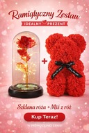 PREZENT NA DZIEŃ KOBIET DLA ŻONY DZIEWCZYNY DUŻY CZERWONY MIŚ + RÓŻA LED