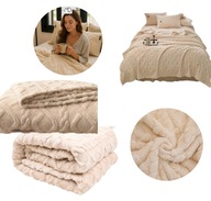 KOC SKANDYNAWSKI GRUBY NARZUTA NA ŁÓŻKO CIEPŁY PLED 160X200 NA PREZENT BEŻ