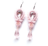 Kolczyki sutasz różowe pudrowy jasny róż kryształy wesele ślub wieczorowe