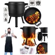 KOCIOŁEK EMALIOWANY ŻELIWNY 8L GARNEK MYŚLIWSKI WĘGIERSKI NA OGNISKO GRILL