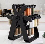 POJEMNIKI NA PRZYPRAWY PRZYPRAWNIK STOJAK SŁOIKI NA PRZYPRAWY CZARNY