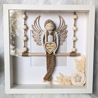 Anioł Stróż dla Chłopca Pamiątka Prezent Chrzest Roczek Aniołek Ramka Imię