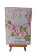 ZAPROSZENIA CHRZEST SZATKA W SERWETCE C6 RÓŻ - BIEL