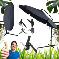PARASOL OGRODOWY NA WYSIĘGNIKU REGULOWANY 350cm SZARY + POKROWIEC CIĘŻKI