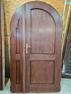 DRZWI Zewnętrzne Łukowe Drewniane Sosna Dwuskrzydłowe Wejściowe 118x206cm