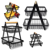 DWUPOZIOMOWY KOSZ NA OWOCE VILDE – CZARNY METALOWY