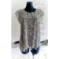 BLUZKA FRĘDZLAMI BOHO falbanki FALBANKAMI paski boho frędzlami vintage 3D