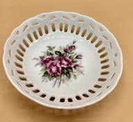 AŻUROWA miseczka PRZEŚLICZNY bukiet KWIATÓW róże