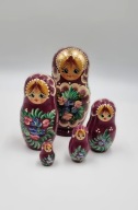 Matrioszka ręcznie malowana złocona 5w1 UNIKAT sygnowana 17 cm