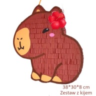 Piniata Urodzinowa Capybara /Kapibara. Zestaw z kijem.