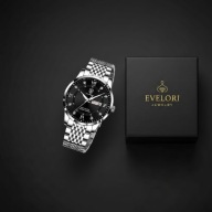 Zegarek męski POEDAGAR quartz stal 42 mm srebrny, czarna tarcza