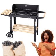 GRILL OGRODOWY WĘGLOWY Z ROŻNEM PÓŁKI KÓŁKA RUSZT REGULOWANY XXL