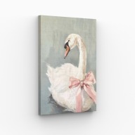 Obraz na Płótnie 40x70cm Delikatność Skrzydeł Łabędzie Jezioro Design Hit