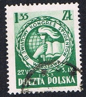 1953 Polska fi 674 - III Światowy Kongres Studentów w Warszawie