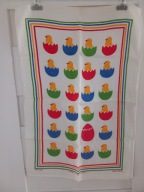 Irish linen makatka lniana w kolorowe kurczaczki