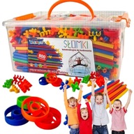 KLOCKI KONSTRUKCYJNE RURKI SŁOMKI KONSTRUKCYJNE PATYCZKI 800 EL ZESTAW XL