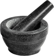 Moździerz granitowy czarny z tłuczkiem – solidny zestaw kuchenny 16 cm