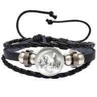 Skórzana bransoletka - Snap - Koń - regulowana długość, wymienne oczka