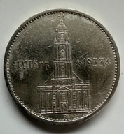 5 REICHSMARK TRZECIA RZESZA, KOŚCIÓŁ Z DATĄ, 1934 A, SREBRO (5)