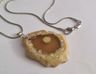 WISIOR NATURALNY PLASTER AGATU SREBRO 925