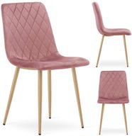 KRZESŁO TAPICEROWANE WELUROWE VELVET DO SALONU KUCHNI JADALNI RÓŻOWE AMPLE