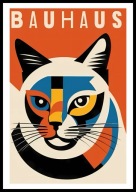A2 KOLOROWY OBRAZ PLAKAT Z KOTEM, KOLOROWY KOT W STYLU BAUHAUS GEOMETRIA