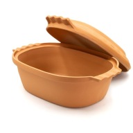 GARNEK RZYMSKI GLINIANY 6L OWALNY Z POKRYWĄ DO PIECZENIA MIĘS I WARZYW XXL