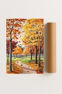 Plakat bez ramy 40x50cm Jesienny Park Złote Liście Natura Pejzaż Design Hit