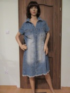 RAINBOW jeansowa sukienka na guziki strzępienia _ 44