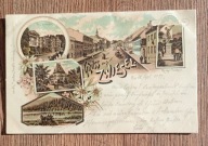 Gruss aus Zwiesel – stara pocztówka litografia, widoki miasta, ok. 1900