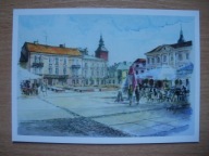 Piotrków Tryb. Rynek Trybunalski W tle wieża kościoła Farnego pw. św Jakuba