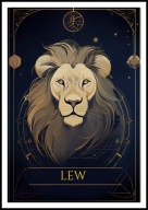 A2 GRANATOWY PLAKAT ZNAK ZODIAKU LEW KOSMOS GALAKTYKA, DO DOMU NA PREZENT